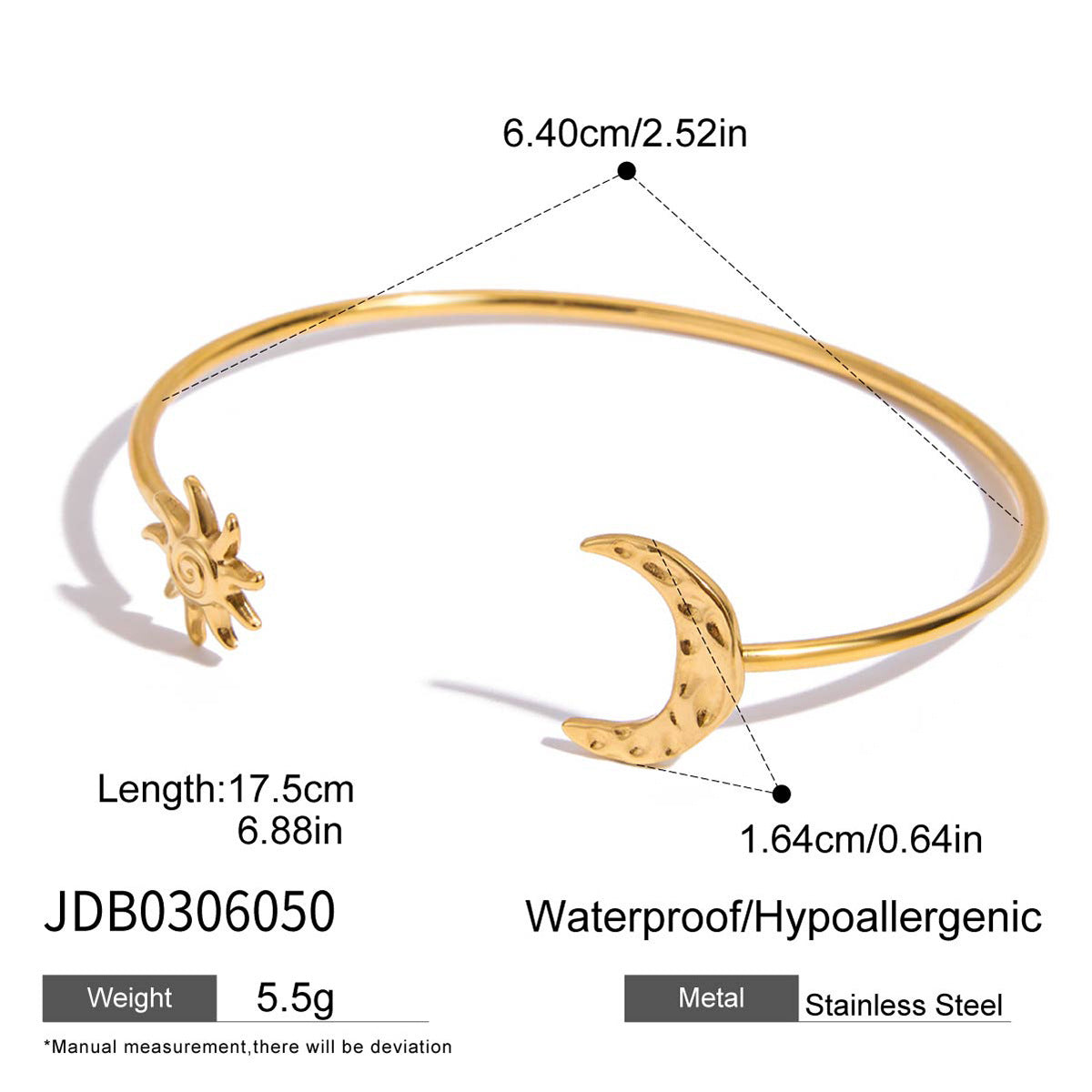 Stainless Steel Bracelet with Moon Detail
