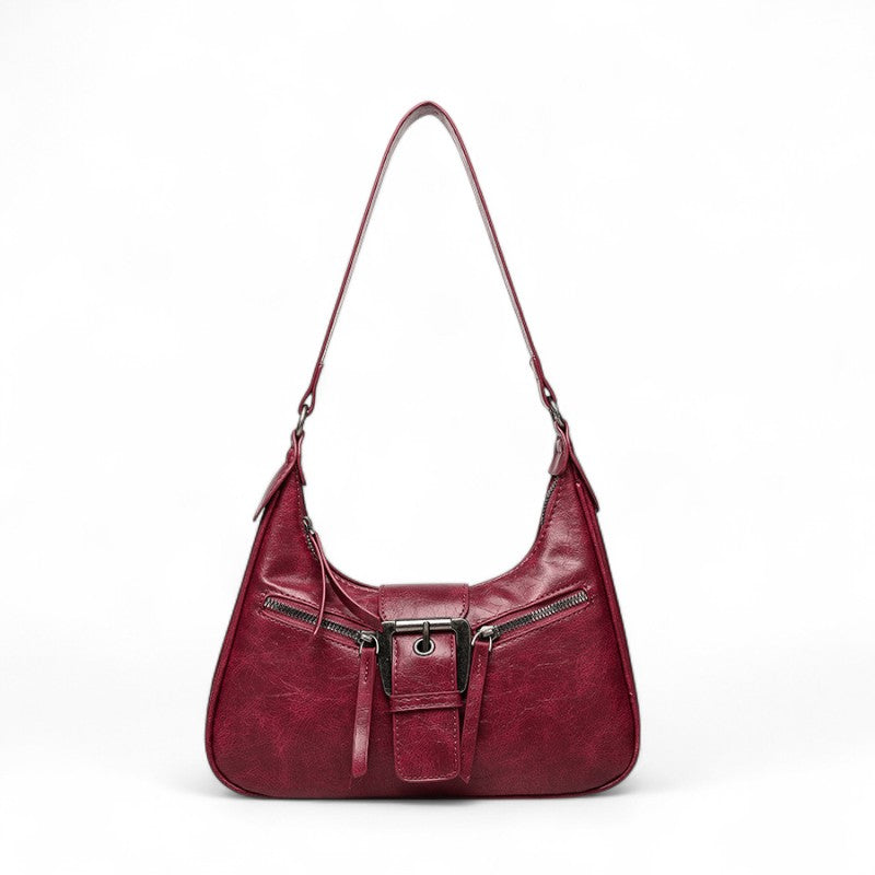 Heritage-Inspired Aged Leather Shoulder Bag