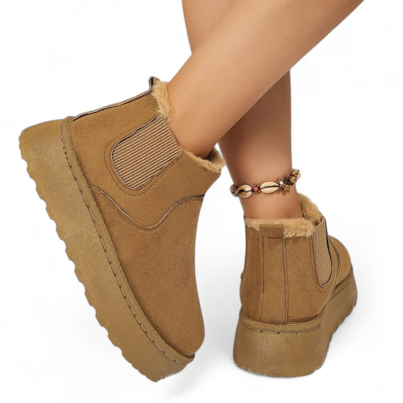 Effortless Shearling-Lined Boots with Elastic Gore