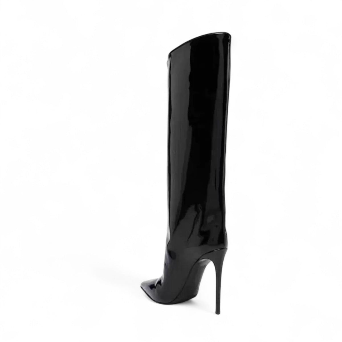 Statement Burgundy Patent Boots with Stiletto Heel