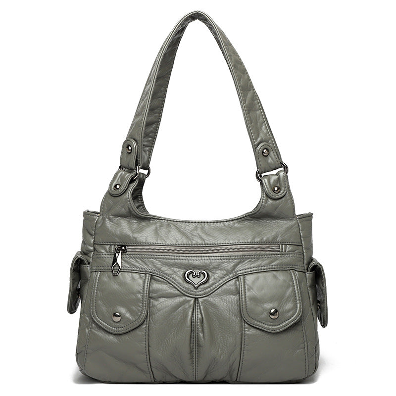 Essential Organized Leather Shoulder Bag