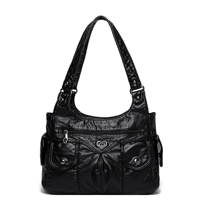 Essential Organized Leather Shoulder Bag