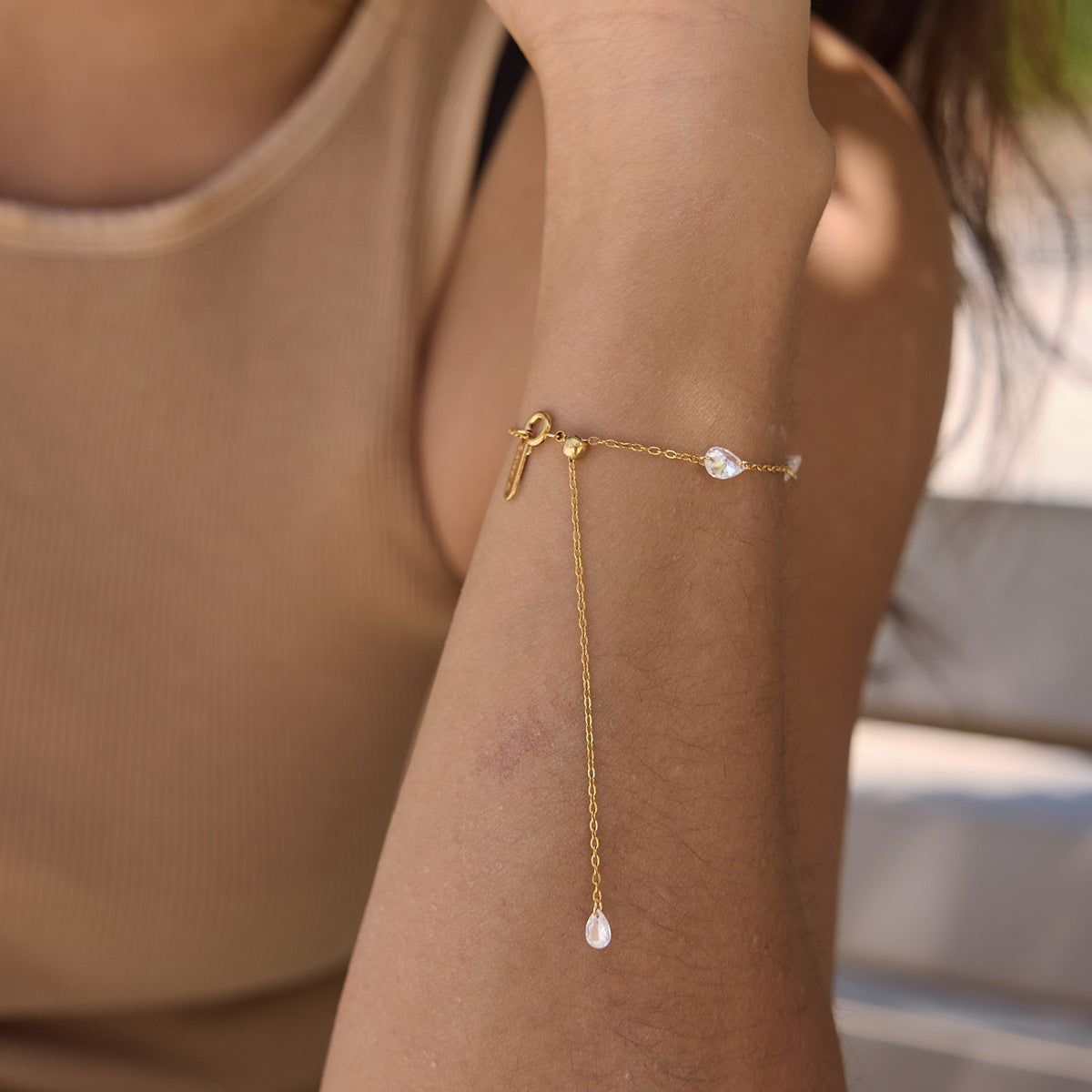 Stainless Steel Bracelet with Droplet Detail
