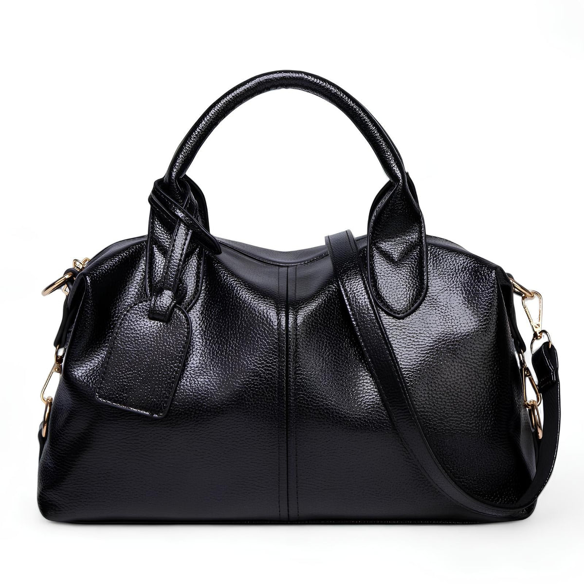 Understated Textured Leather Bag with Removable Strap