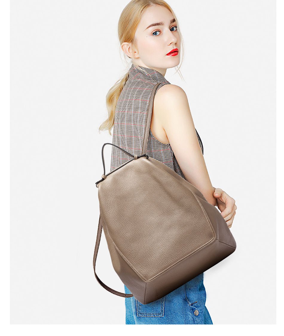Compact Genuine Leather Backpack