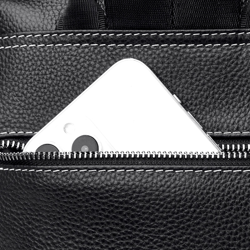 Genuine Leather Backpack with Polished Detail