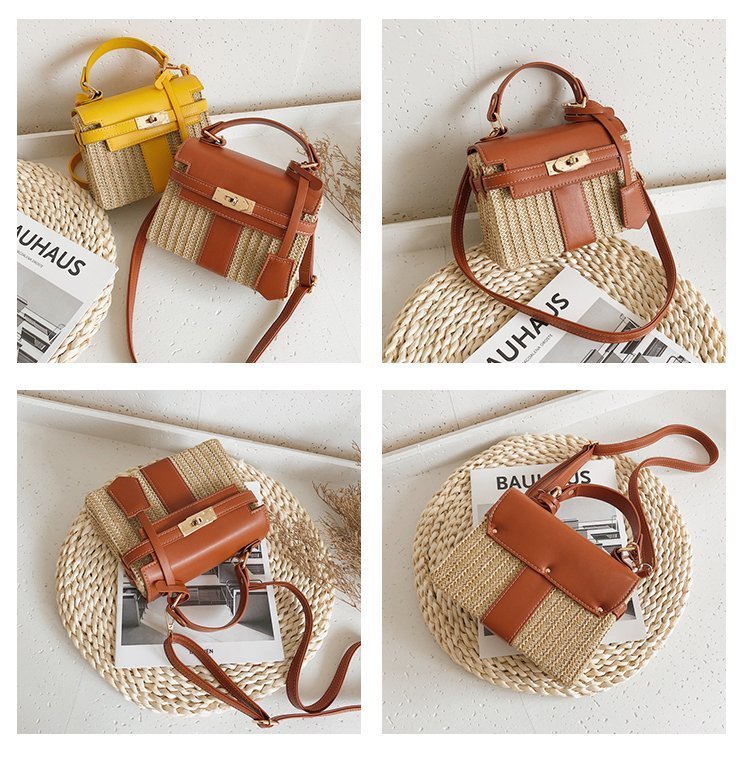 Straw Evening Clutch with Woven Detail