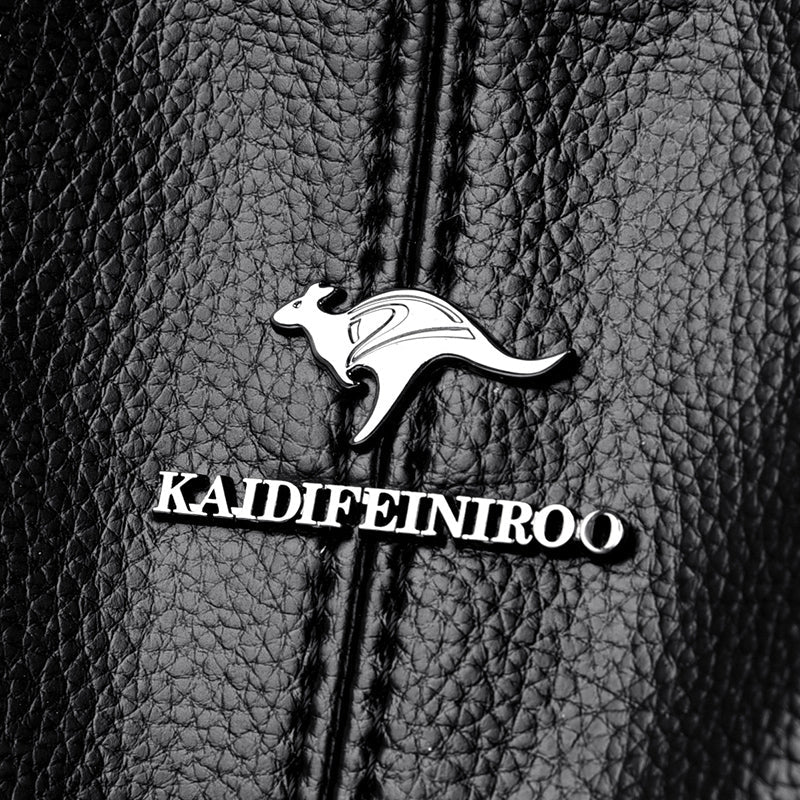 Genuine Leather Bucket Bag with Contemporary Detail