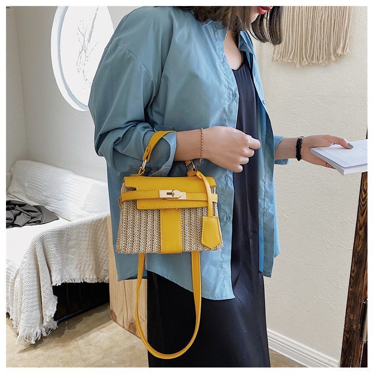 Straw Evening Clutch with Woven Detail