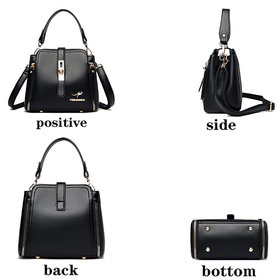 Leather Shoulder Bag with Polished Detail