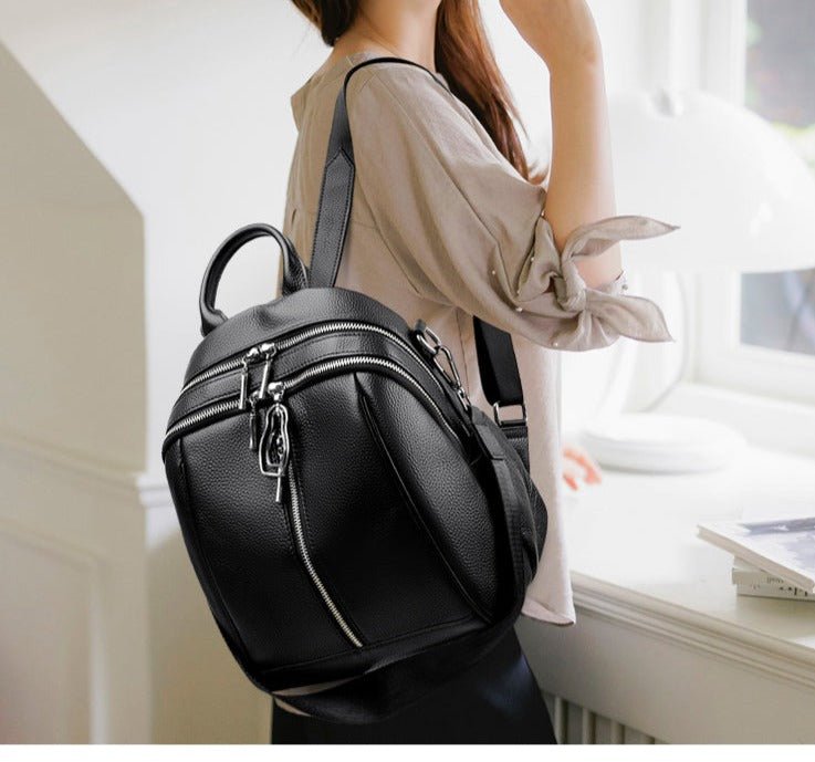 Versatile Genuine Leather Backpack