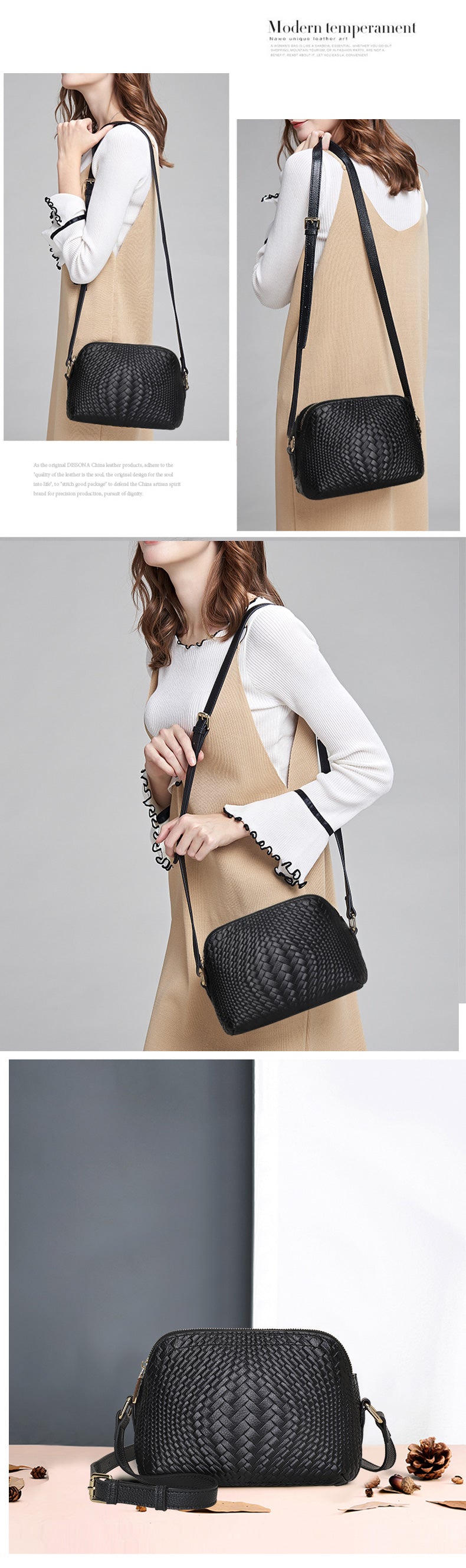Contemporary Crossbody Bag in Genuine Leather