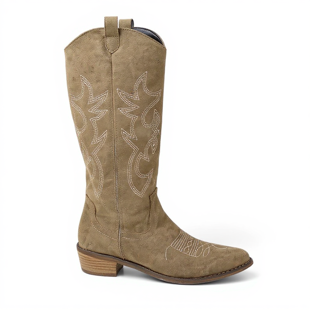 Polished Suede Tall Western Boots