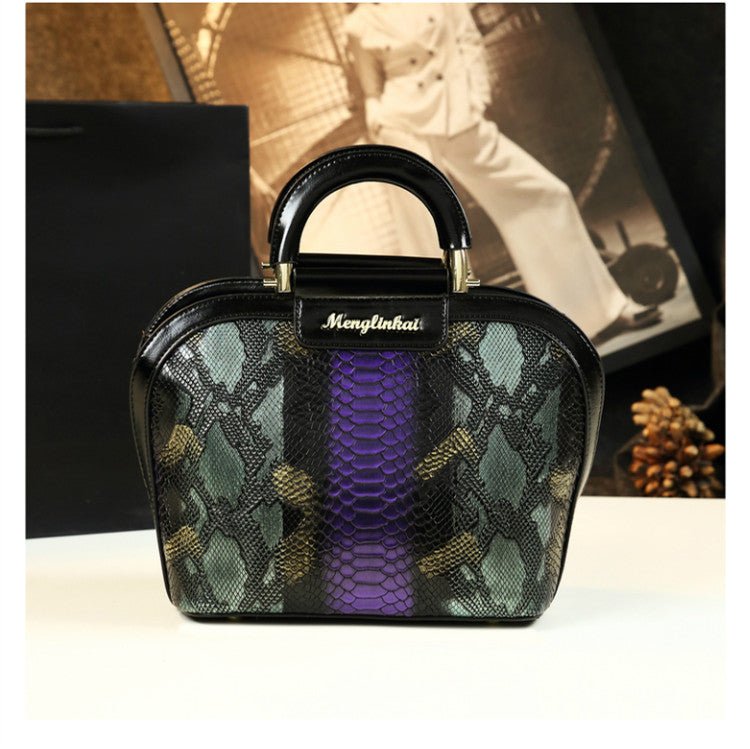 Genuine Leather Bucket Bag with Drawstring Detail