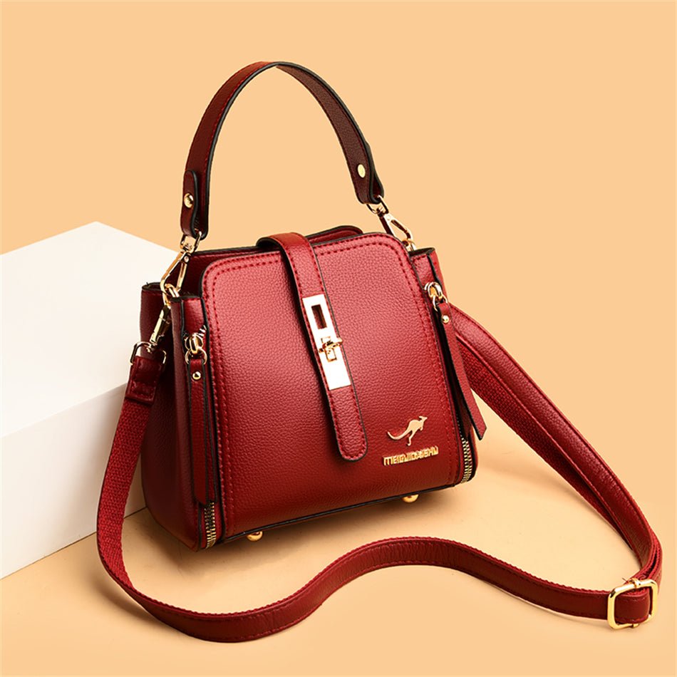 Leather Shoulder Bag with Polished Detail