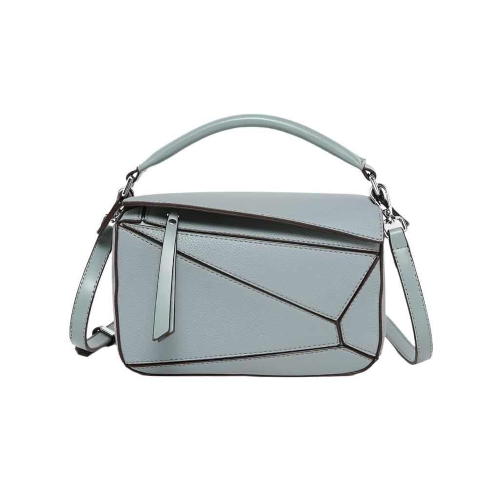 PU Leather Shoulder Bag with Geometric Detail