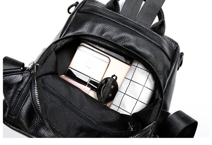 Croc-Effect Genuine Leather Backpack
