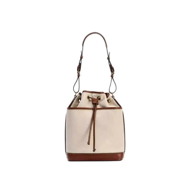 Drawstring PU Leather Bucket Bag