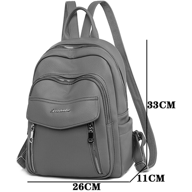 Leather Backpack with Round Detail