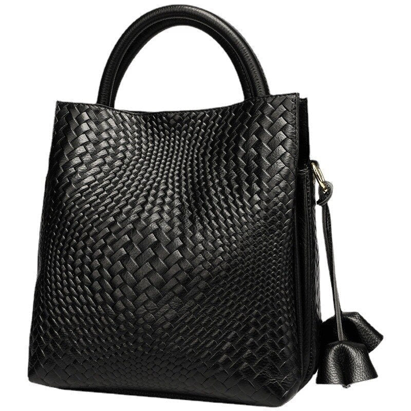 Woven Genuine Leather Crossbody Bag