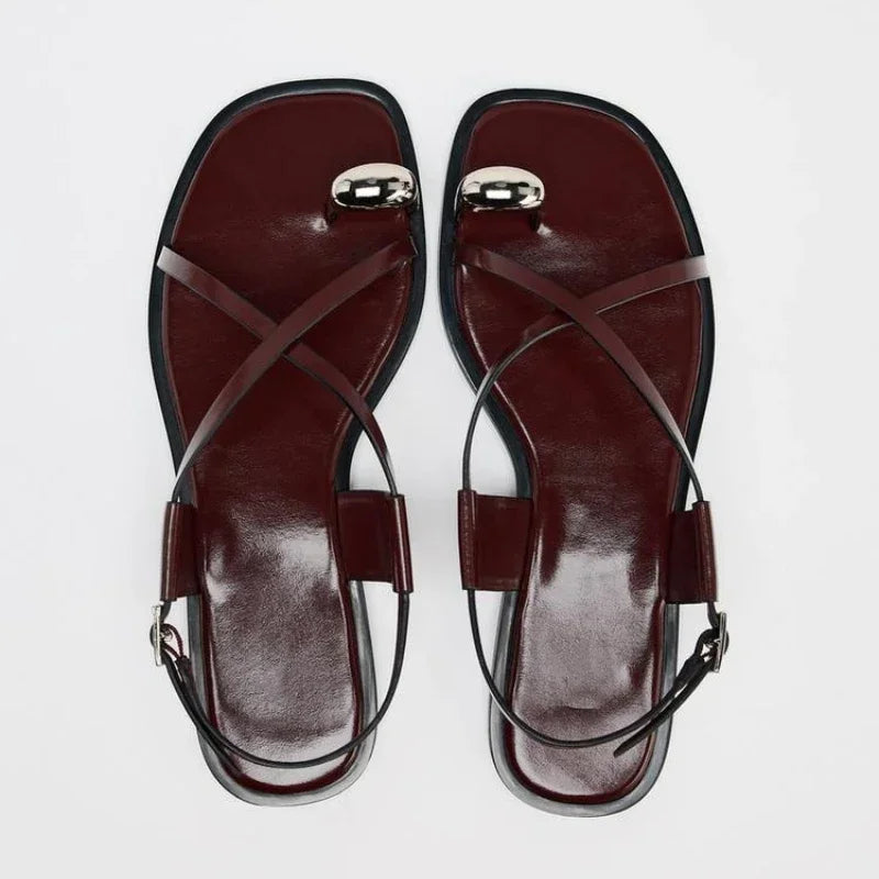 City-Ready Metallic-Detail Ankle-Strap Sandals