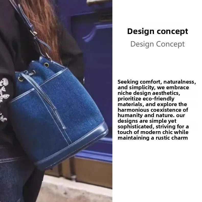 Drawstring PU Leather Bucket Bag