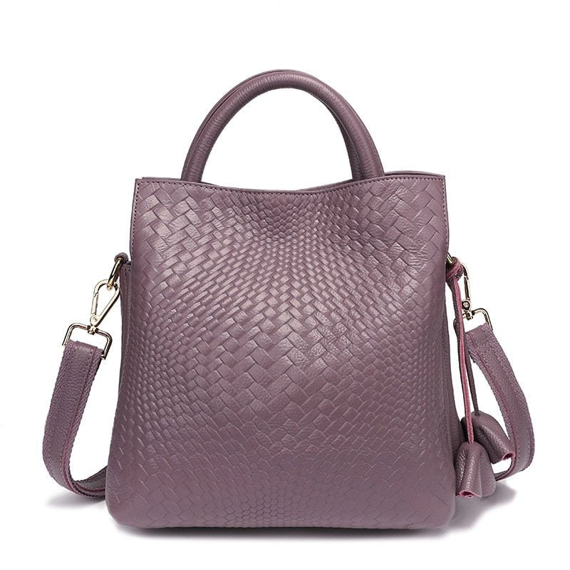 Woven Genuine Leather Crossbody Bag