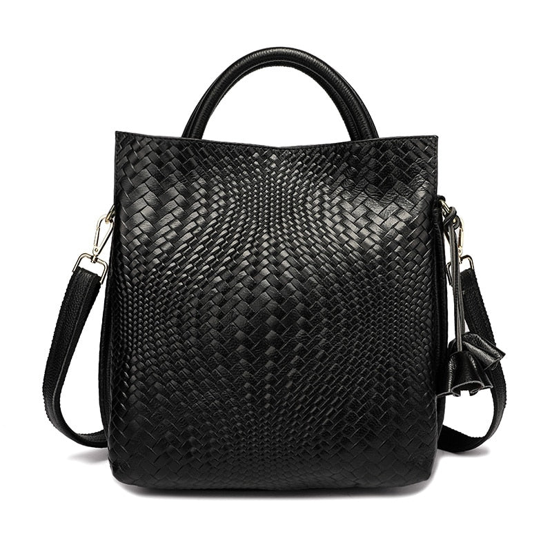 Woven Genuine Leather Crossbody Bag
