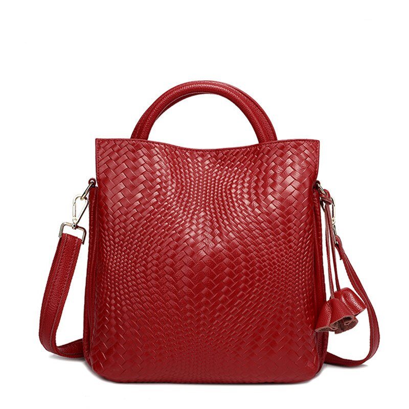 Woven Genuine Leather Crossbody Bag