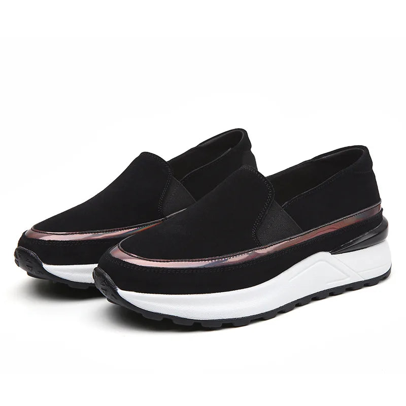 Effortless Suede Wedge Loafers with Platform Sole