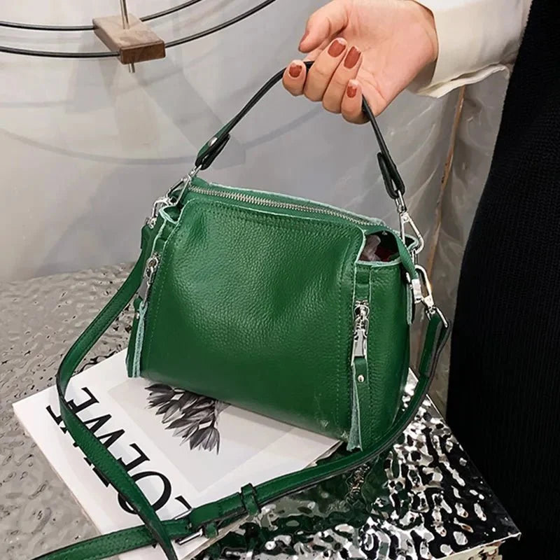 Genuine Leather Messenger Bag with Refined Detail