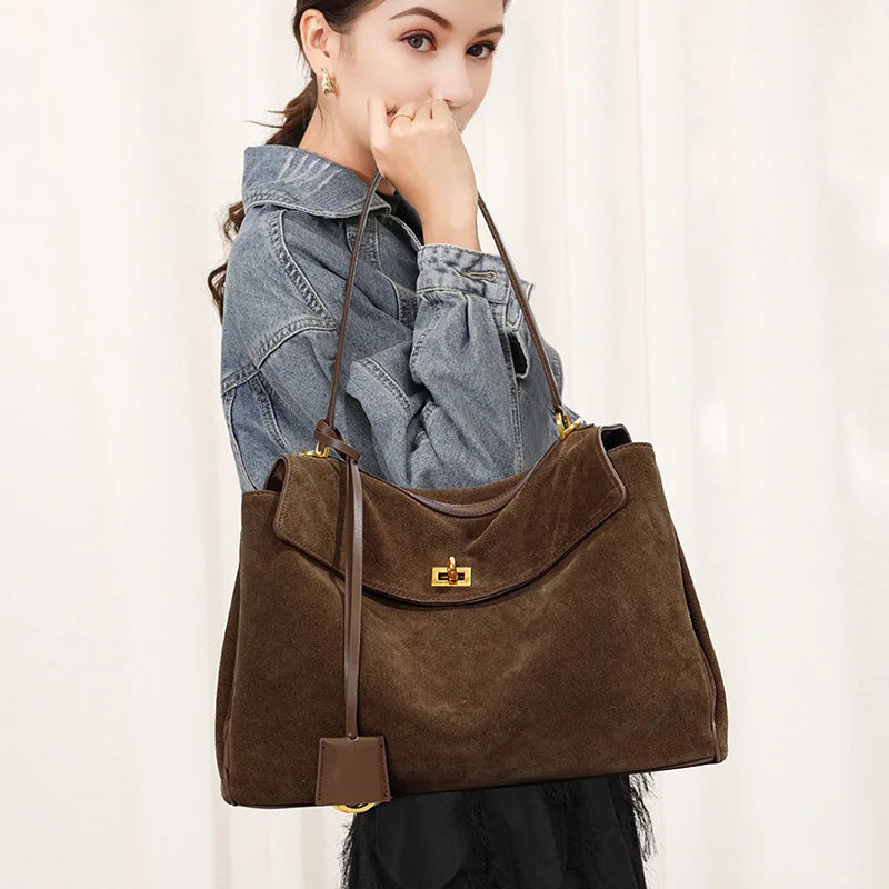 Signature Zara Suede Shoulder Bag