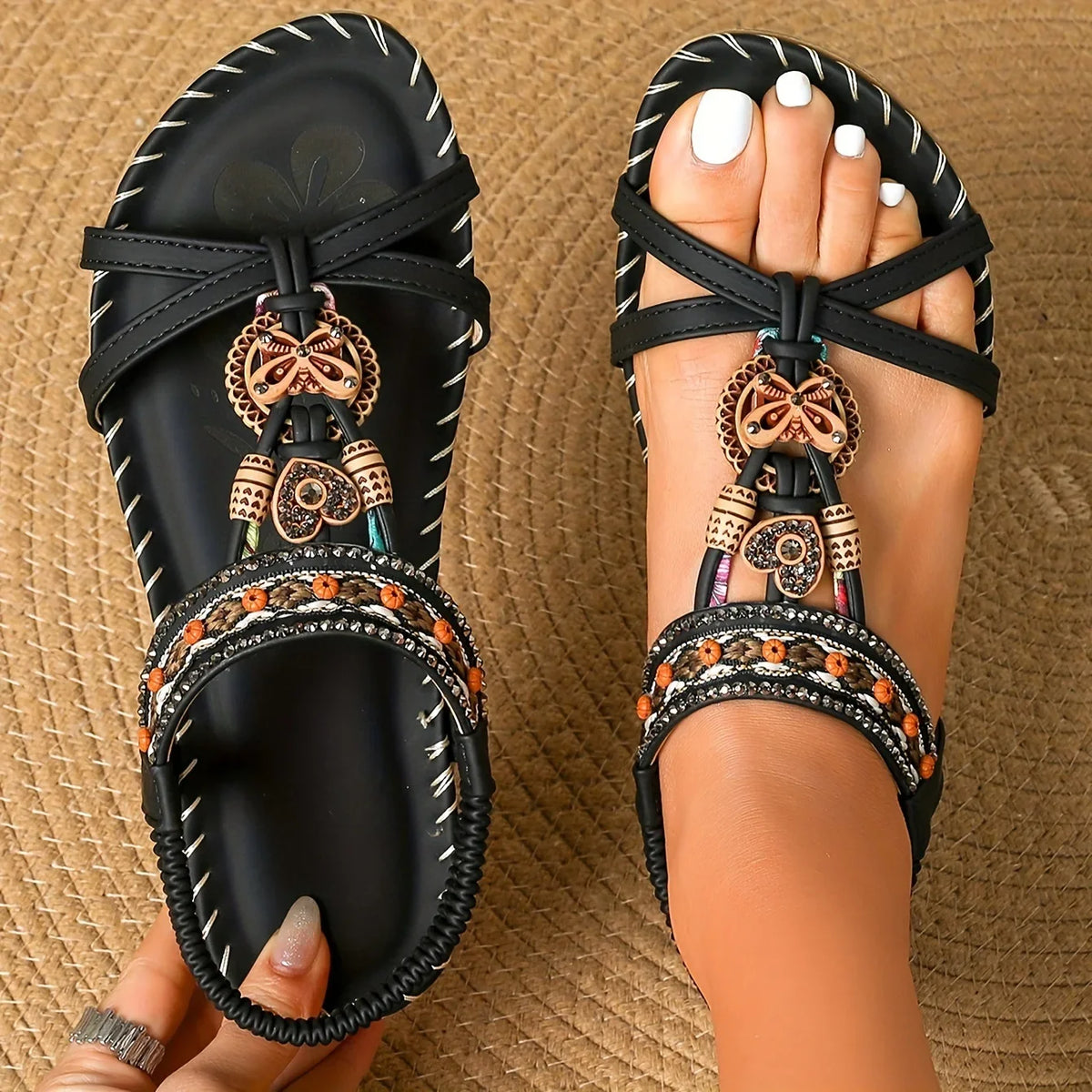 Statement Marcelline Embellished Ankle-Strap Sandals