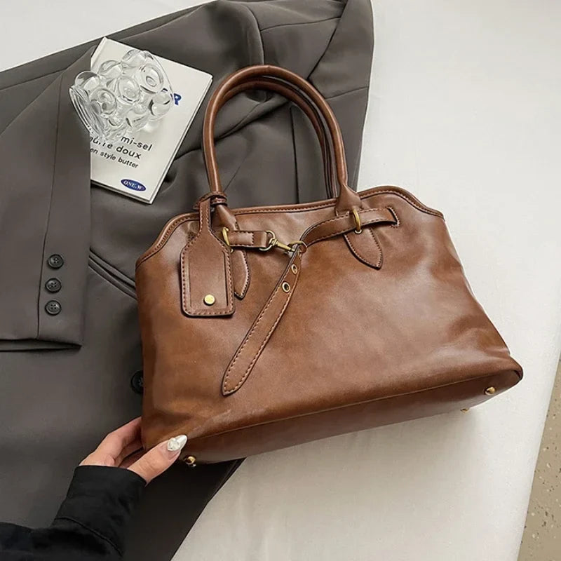 Polished Sleek Leather Shoulder Bag