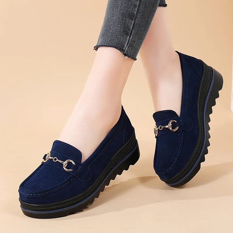 Effortless Suede Wedge Loafers