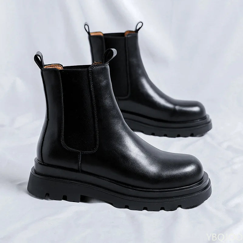 Bold Leather Booties with Chunky Sole