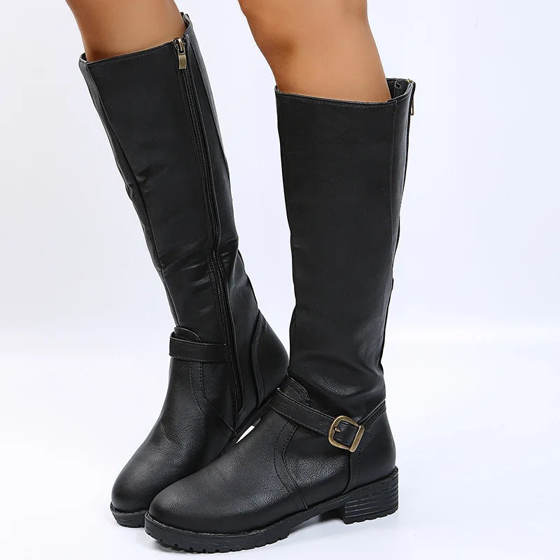 Essential Flat Tall Boots with Zip Closure