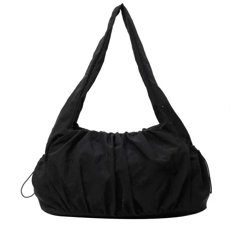 Effortless Zip-Close Fabric Shoulder Bag