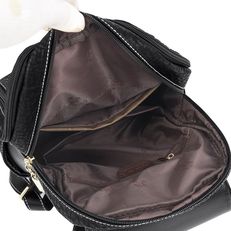 Synthetic Leather Backpack with Timeless Detail