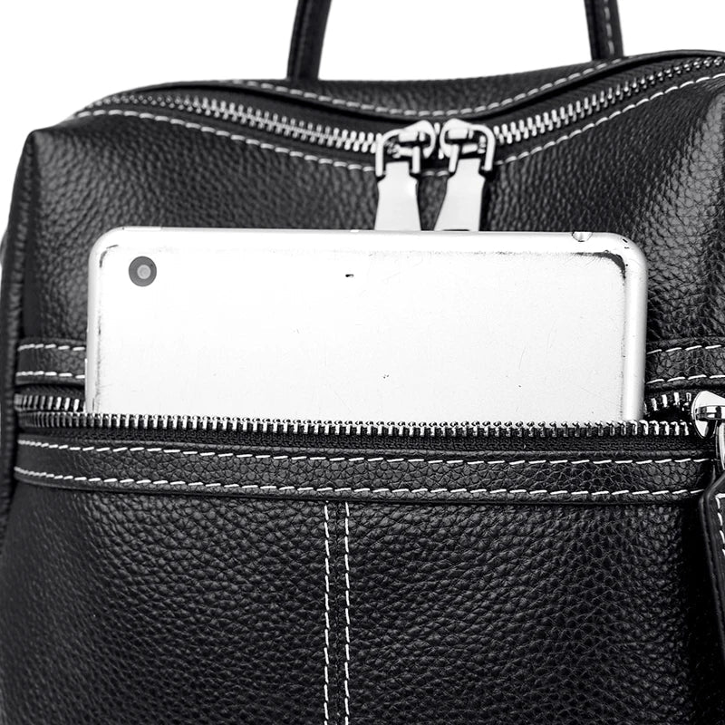 Genuine Leather Backpack with Polished Detail