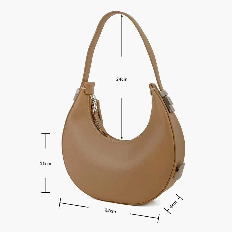 Polished Hobo Bag in Genuine Leather