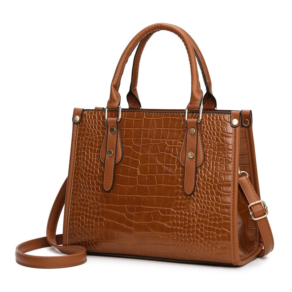 Croc-Effect Synthetic Leather Shoulder Bag