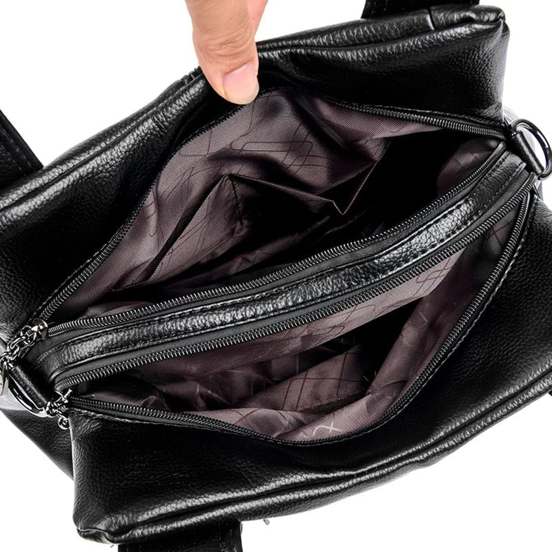 Genuine Leather Bucket Bag with Contemporary Detail