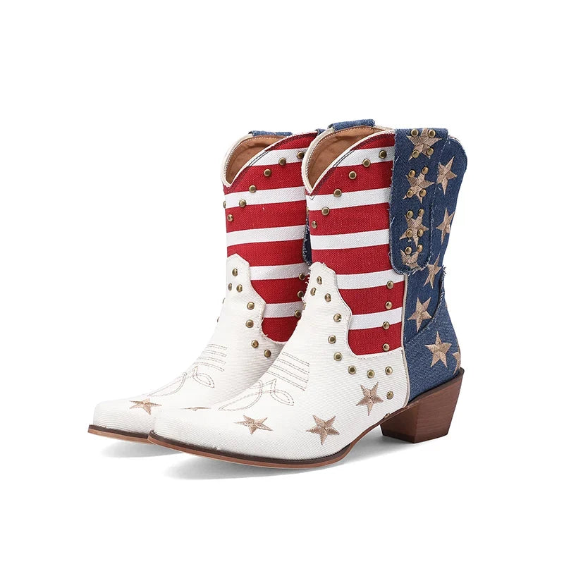 Classic Western USA-Inspired Ankle Boots
