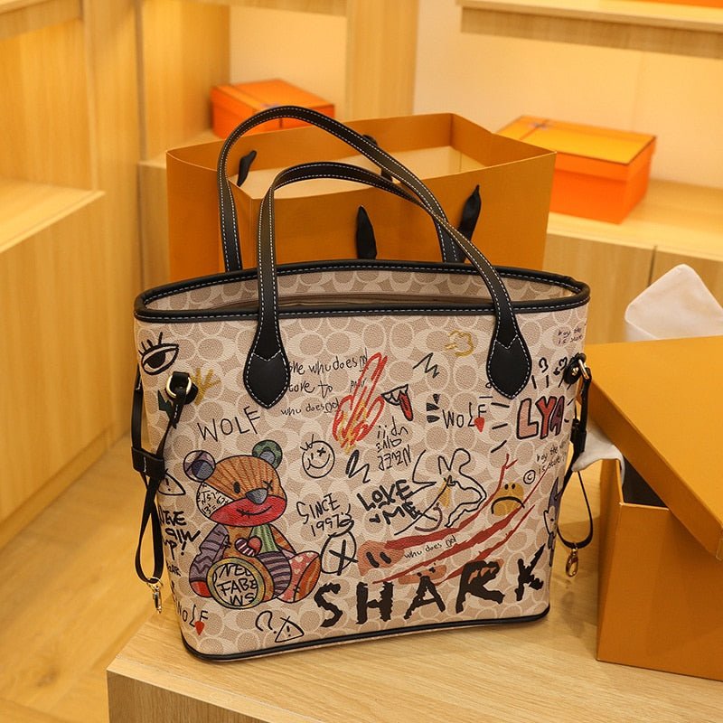 Graffiti-Print Tote Bag