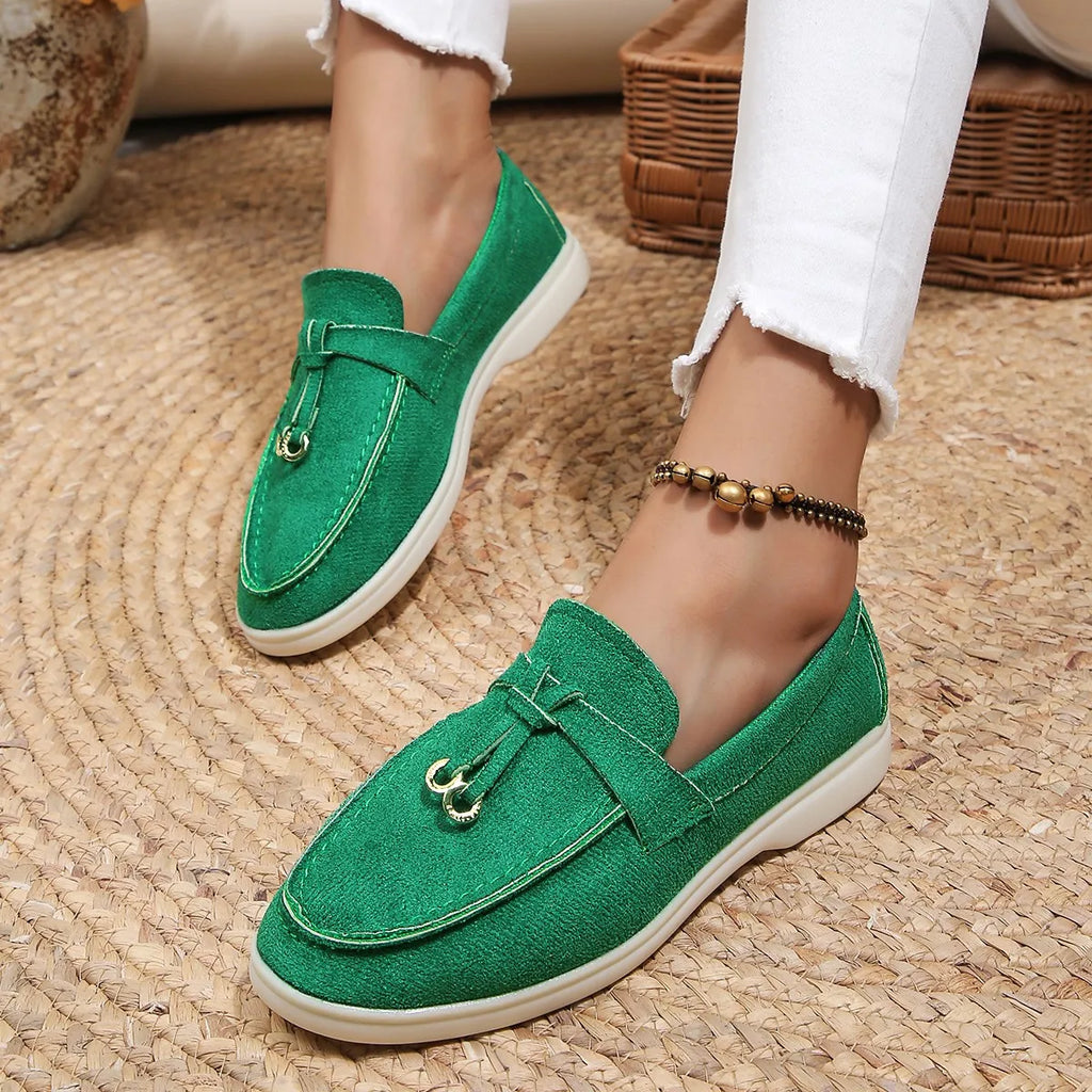 Signature Delaney Green Suede Loafers