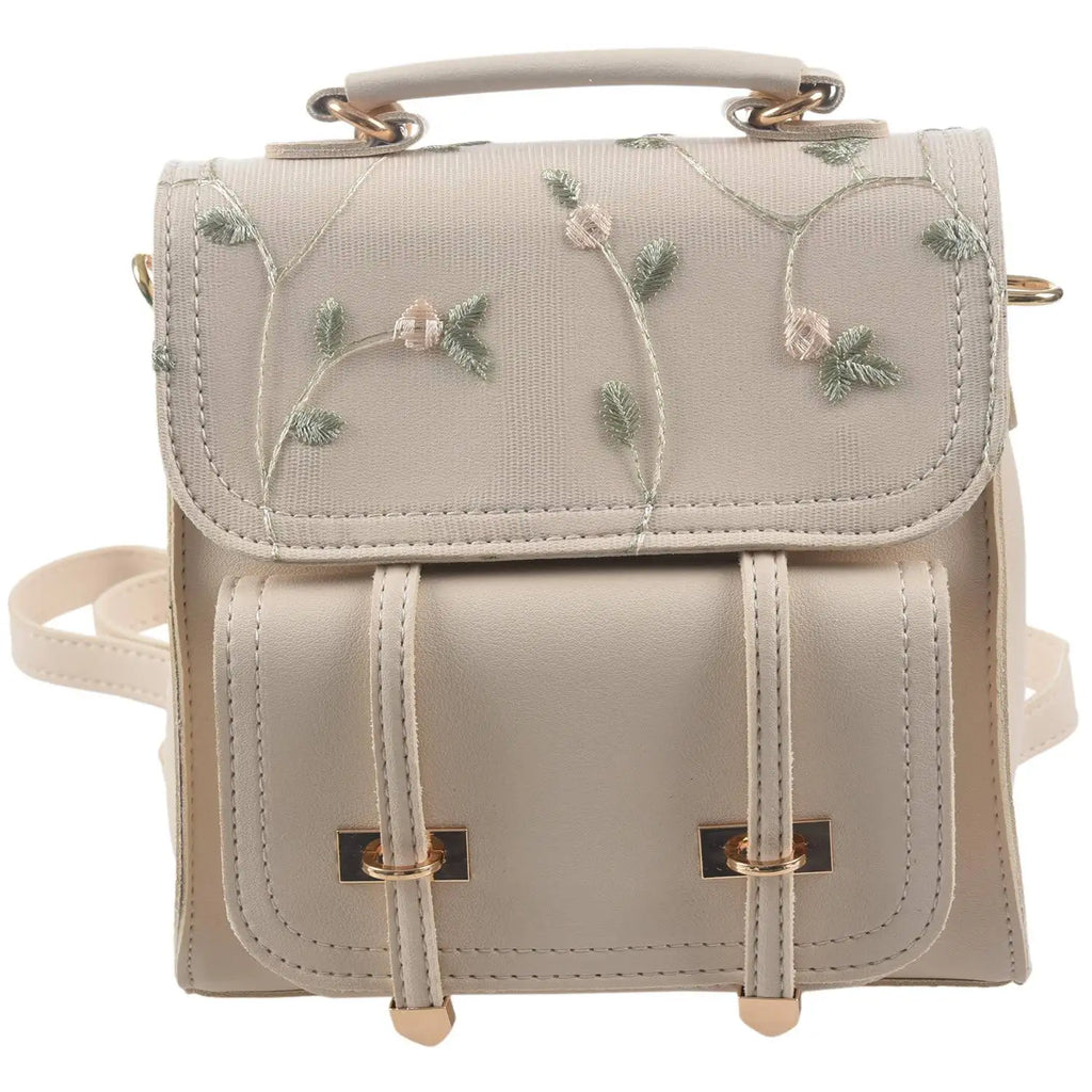 Embroidered Leather Backpack
