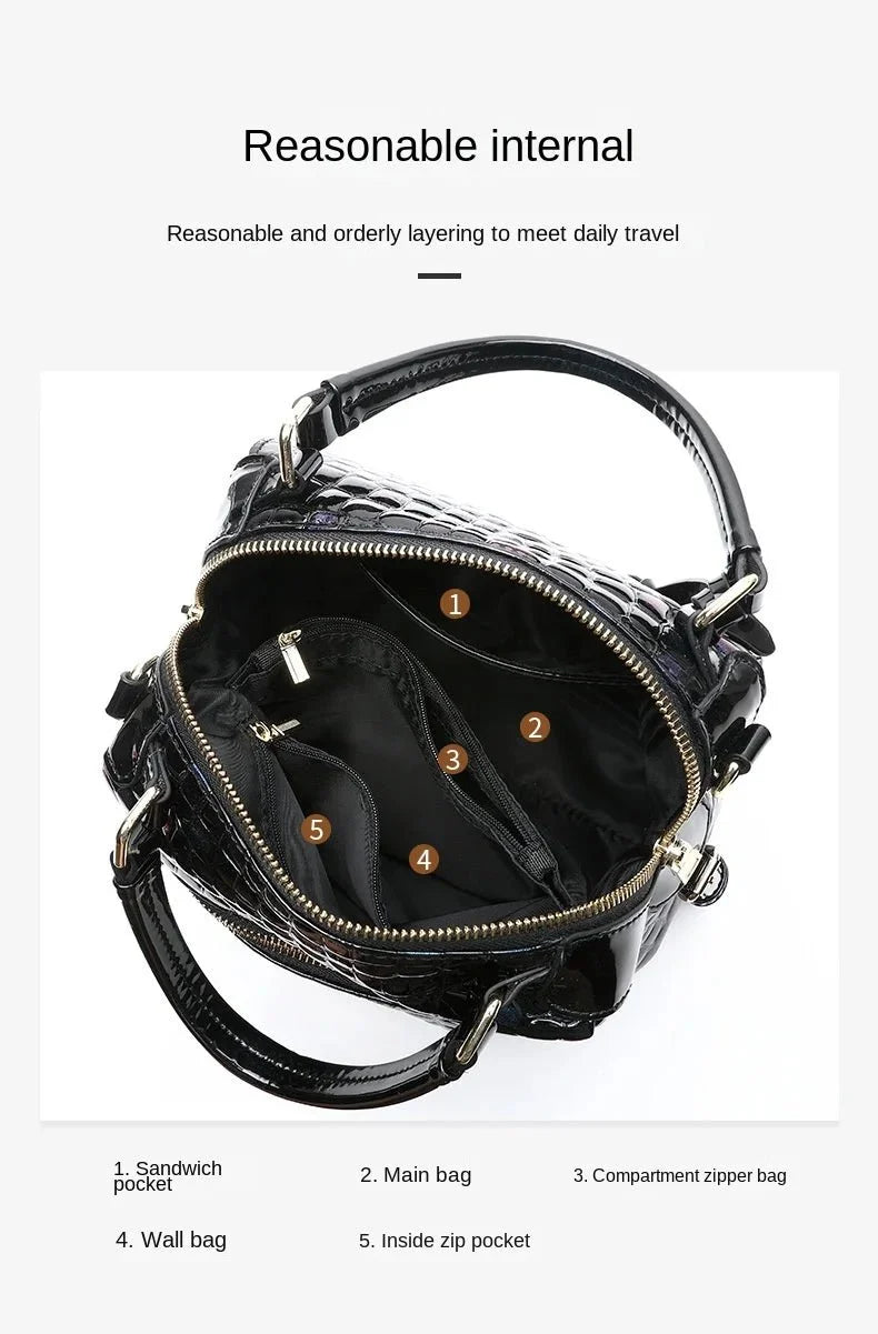 Genuine Leather Messenger Bag with Statement Detail