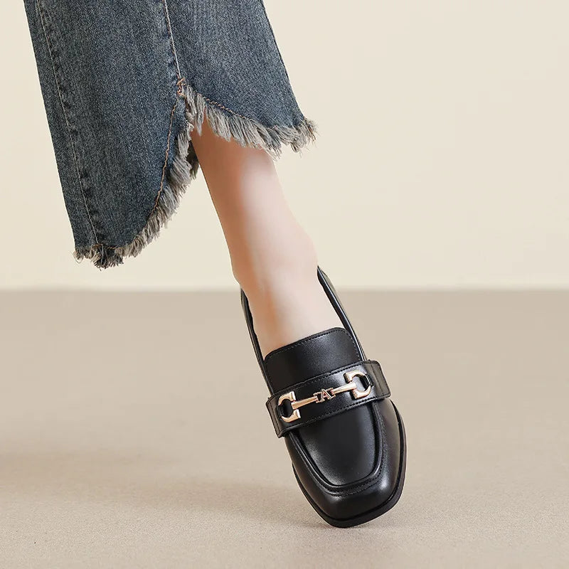 City-Ready Elysia Block Heel Loafers in Smooth Leather