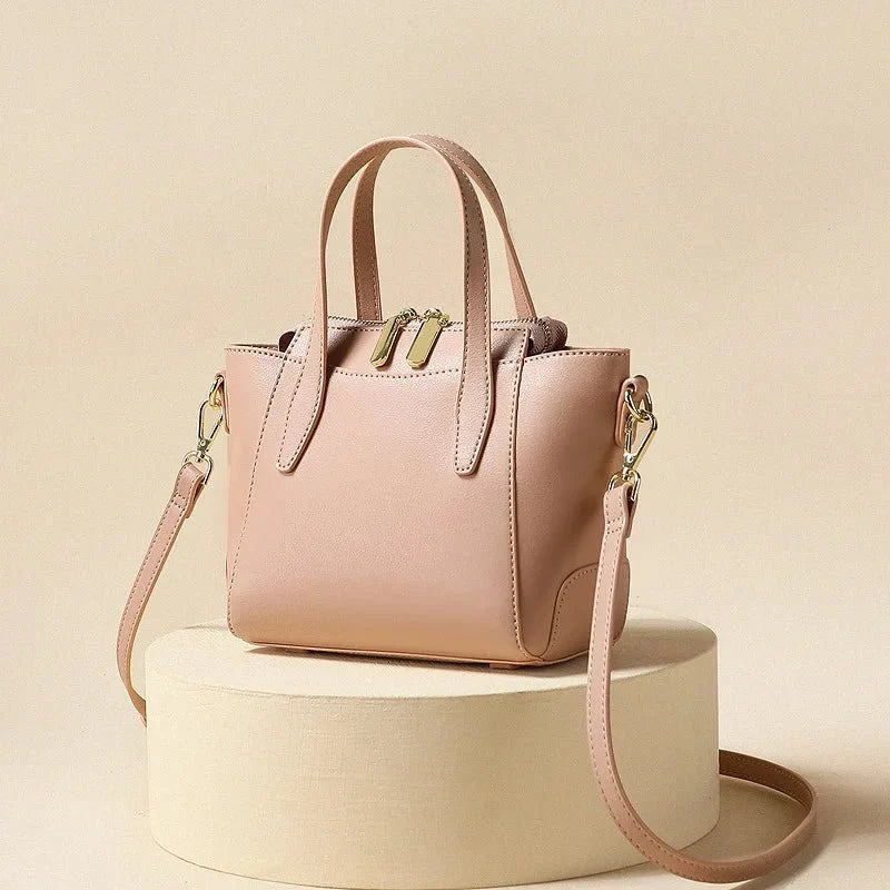 Leather Tote Bag with Minimalist Detail
